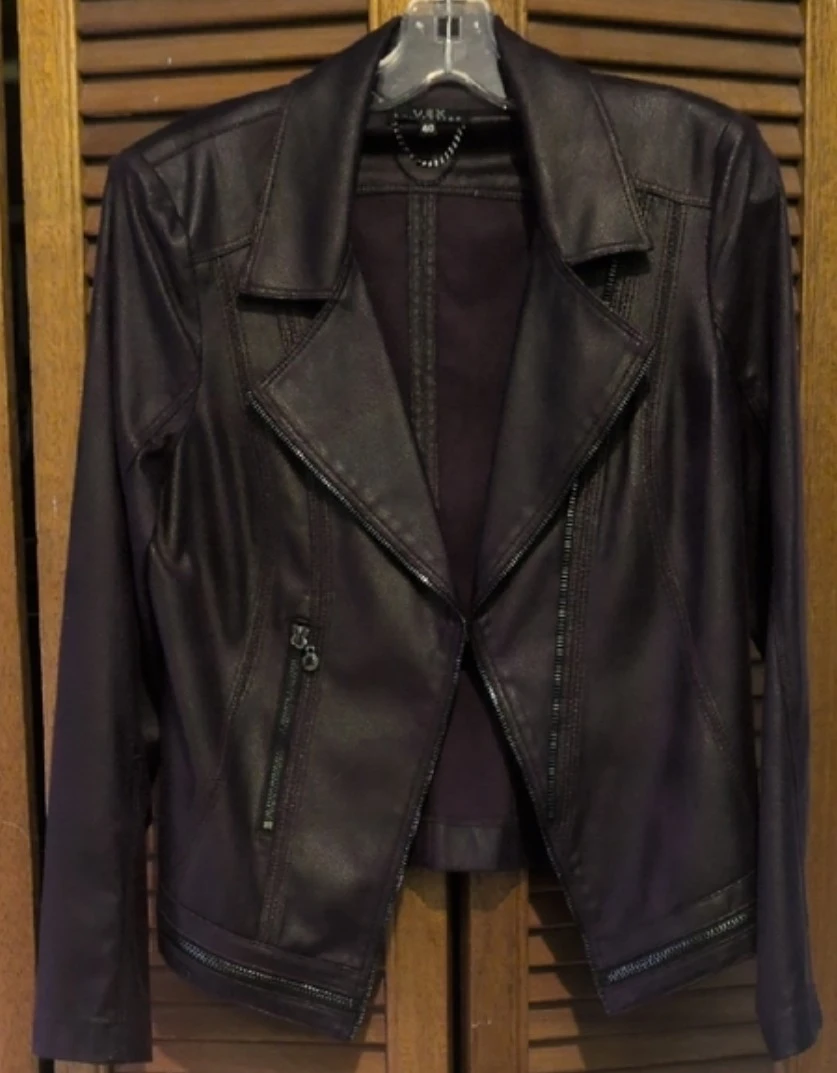 Vex Collection Faux Leather Biker Jacket - Size 40