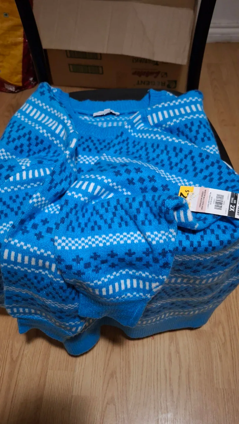 Woman's Blue Fair Isle Sweater - 2X - photo 2