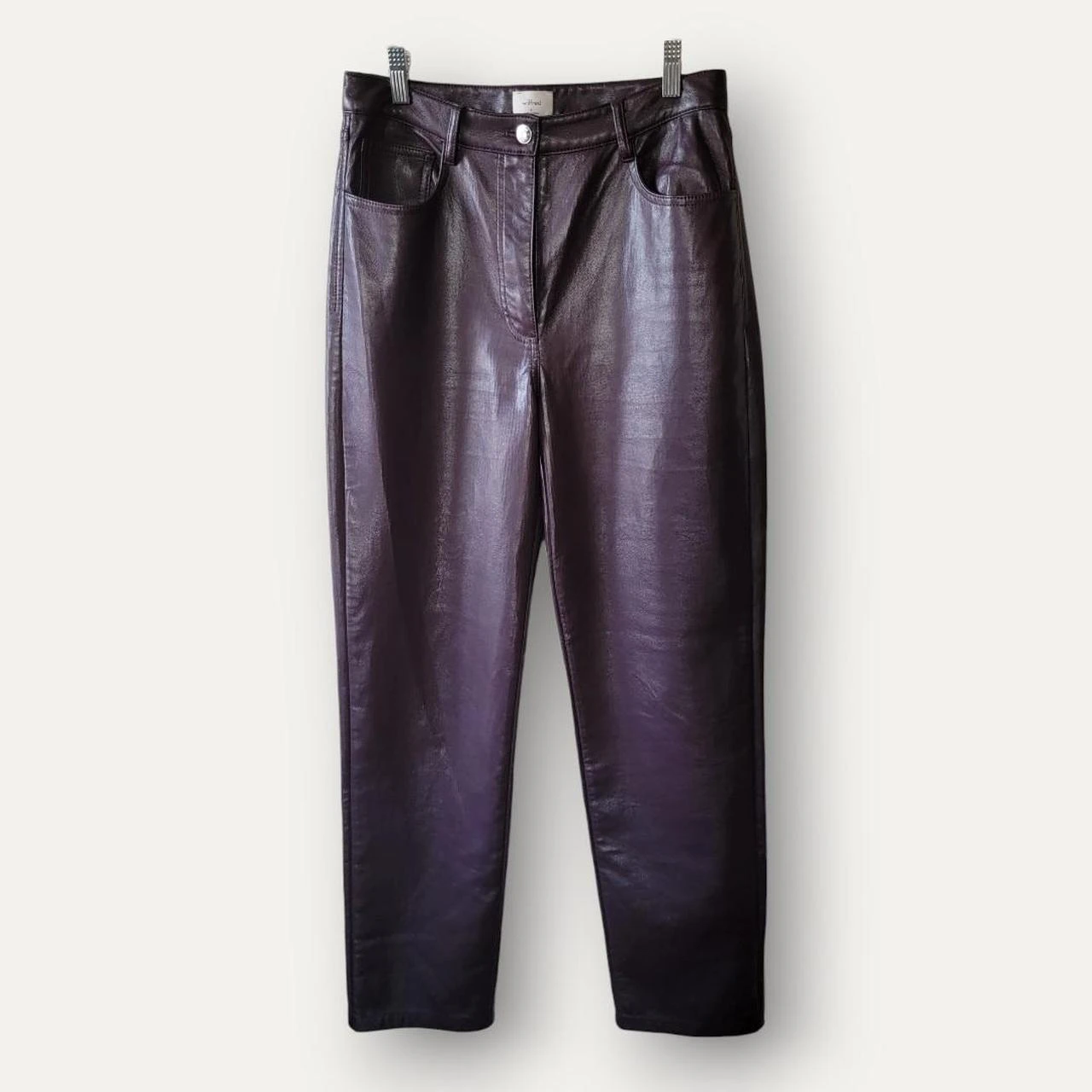 Aritzia Wilfred Faux Leather Pants Plum High Rise Size 8 - photo 2
