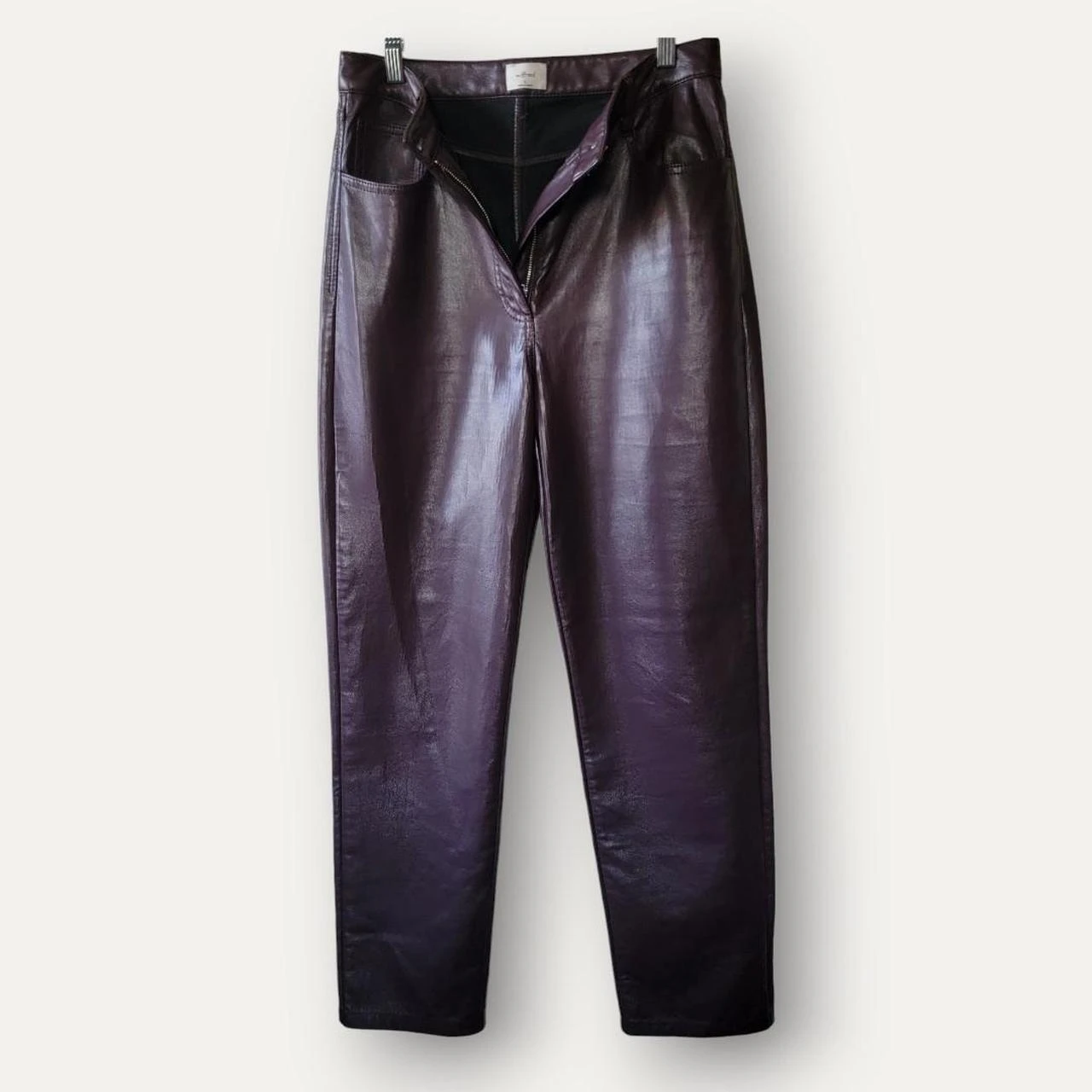 Aritzia Wilfred Faux Leather Pants Plum High Rise Size 8 - photo 3