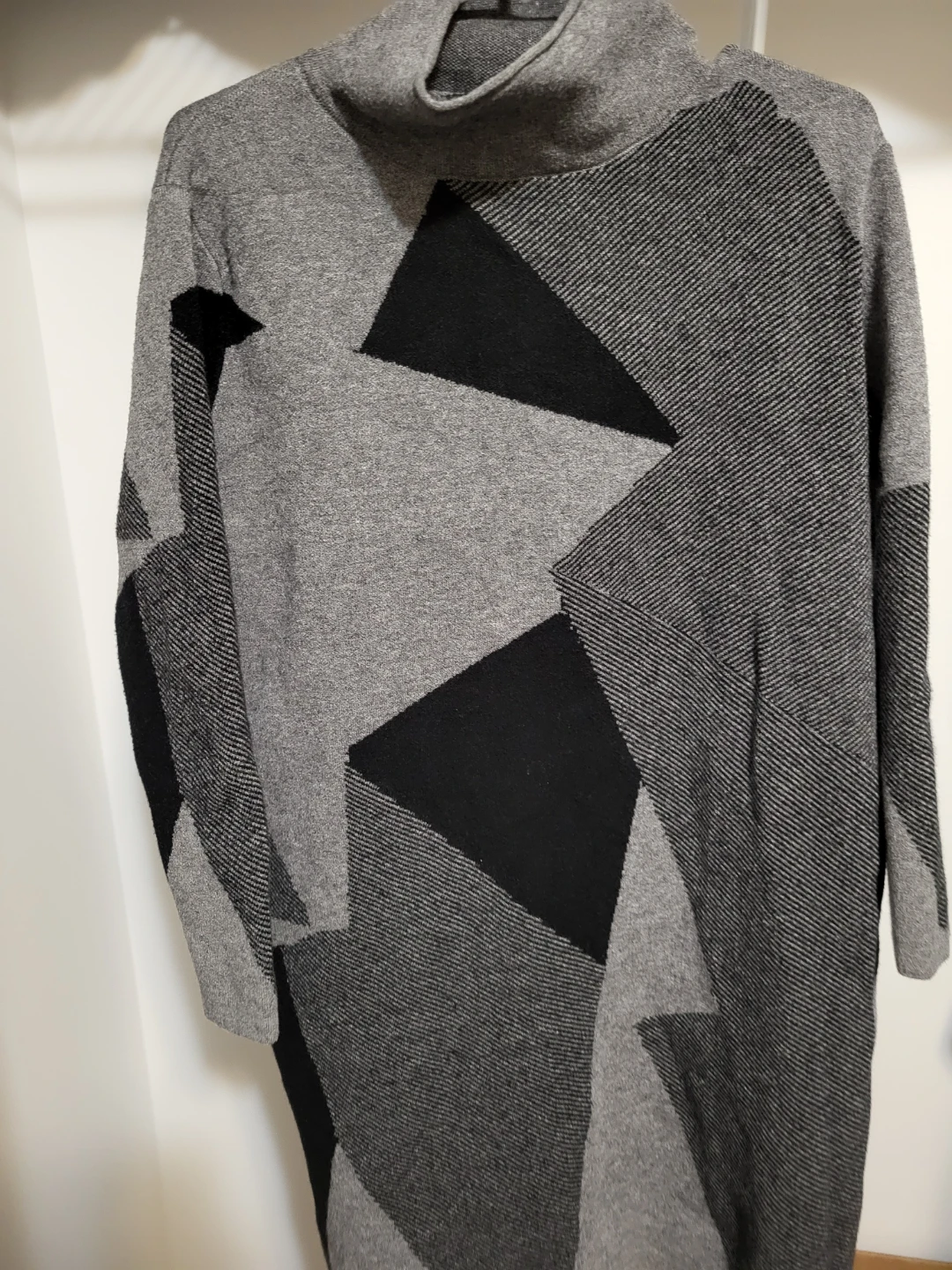 Women's Geometric Pattern Mock Neck Sweater Dress