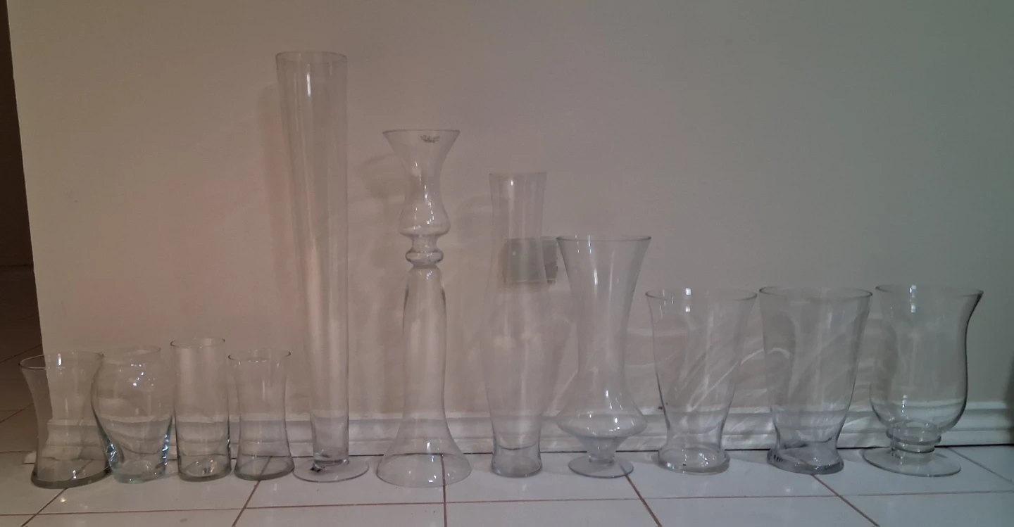 Assorted Clear Glass Vases