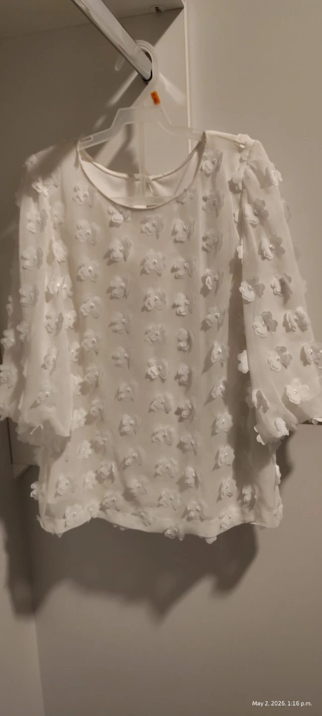 White 3D Flower Blouse - photo 2
