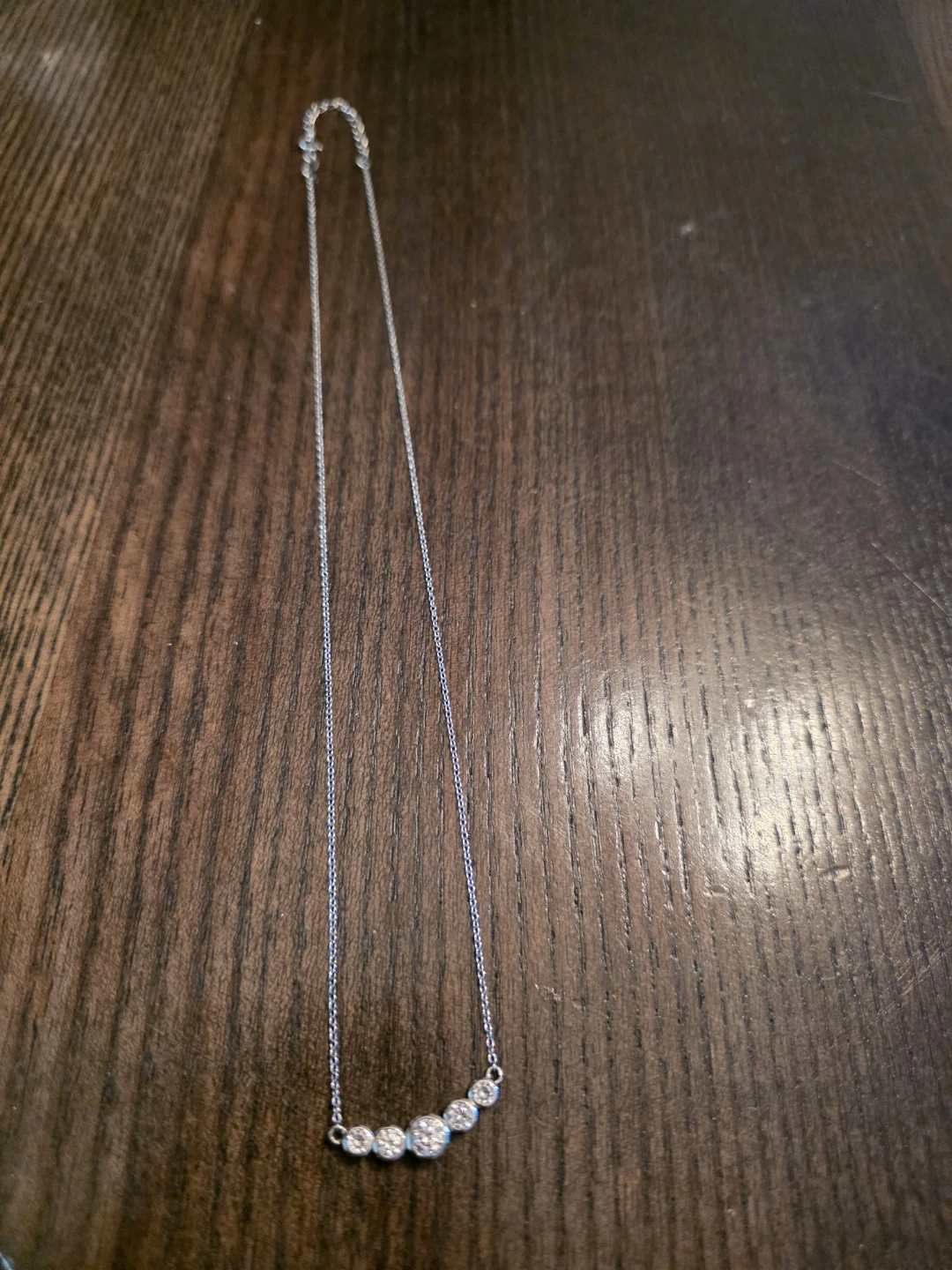 925 Sterling Silver chain with 5 Diamond pendant 18"