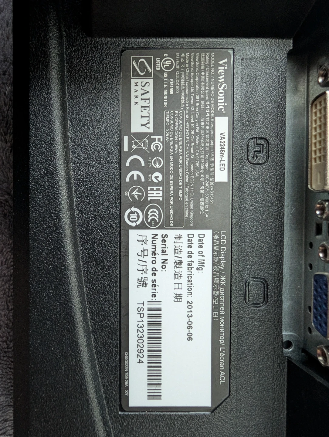 ViewSonic 22” LED Monitor (VA2246m-LED) – Works Great - photo 3
