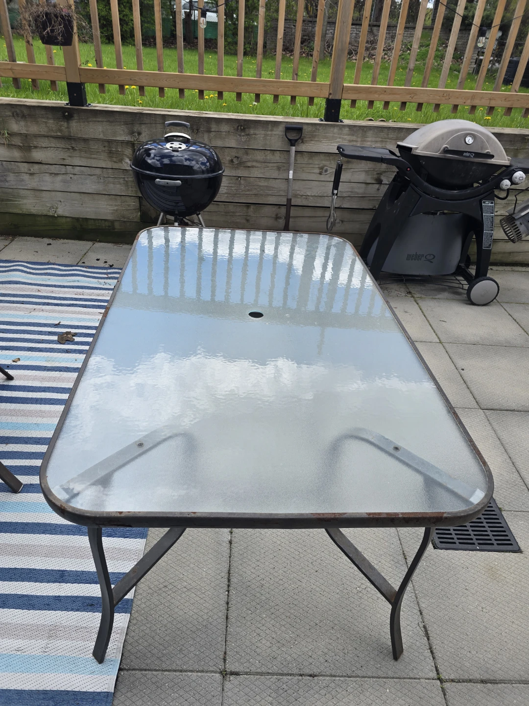 Glass Top Patio Table with Metal Frame