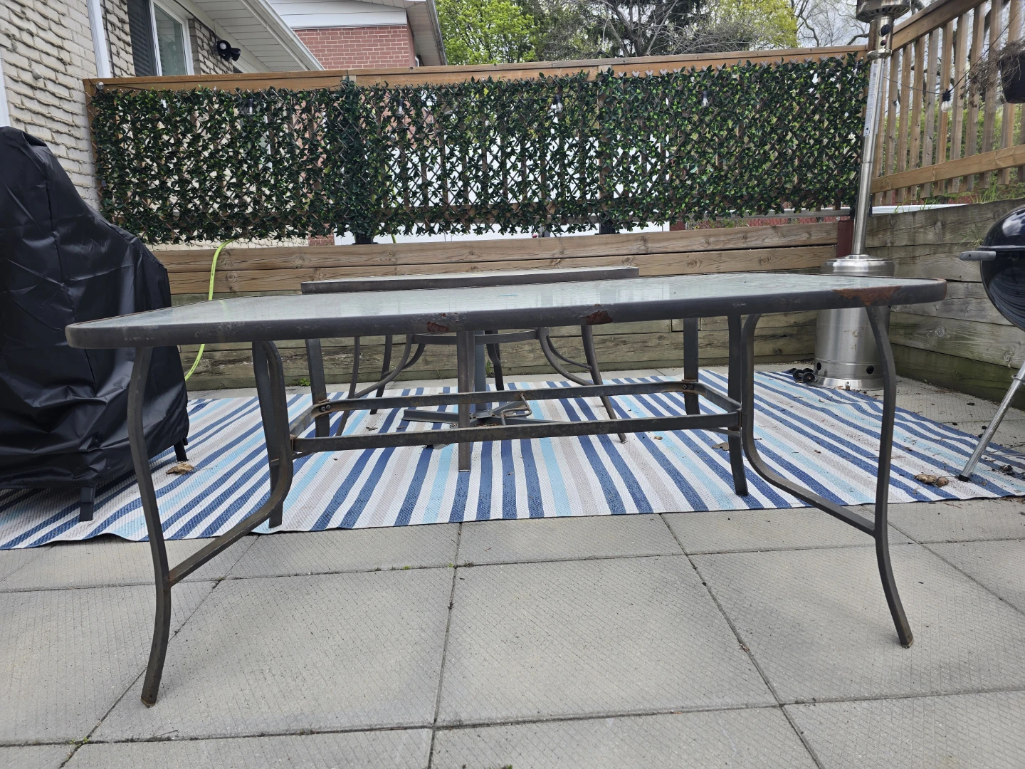 Glass Top Patio Table with Metal Frame - photo 2