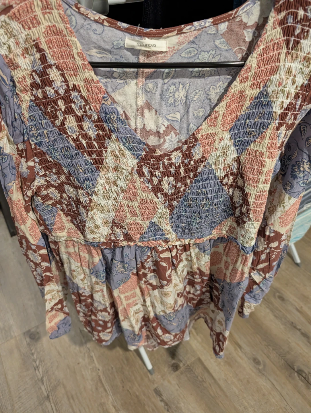 Mauvices Floral Smocked V-Neck Dress
