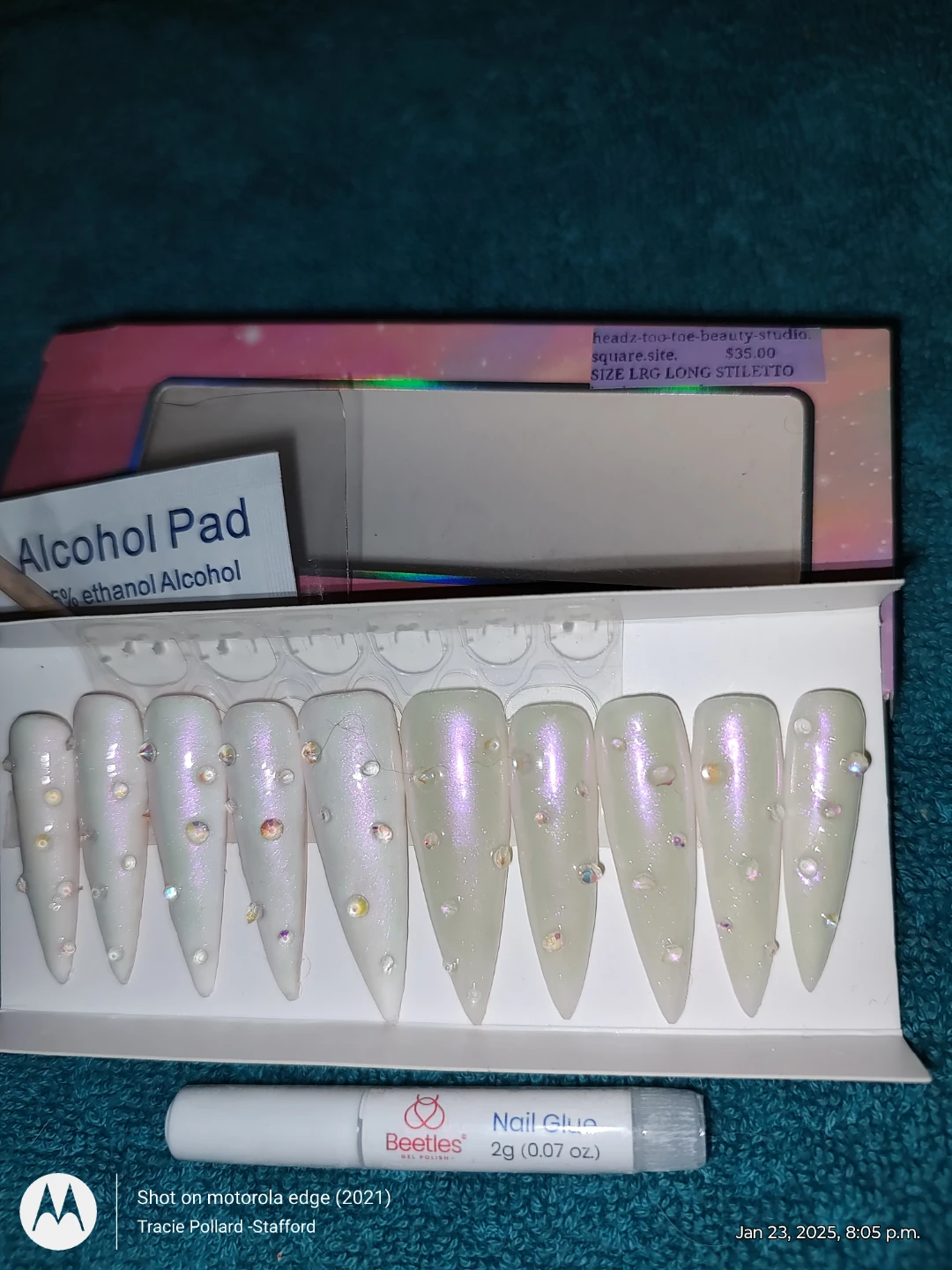 Headz-Too-Toe Studio Press-On Nails - Size Lrg Long Stiletto - photo 2