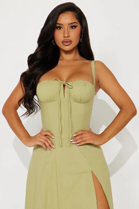 Juniper Midi Dress in Olive Green - Fashion Nova - photo 2