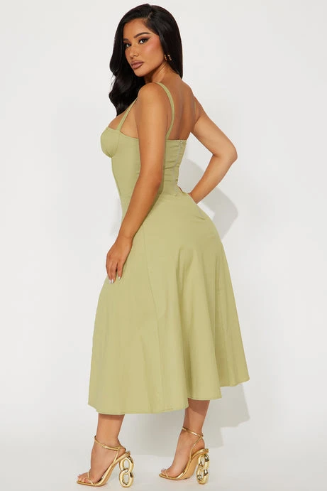 Juniper Midi Dress in Olive Green - Fashion Nova - photo 3