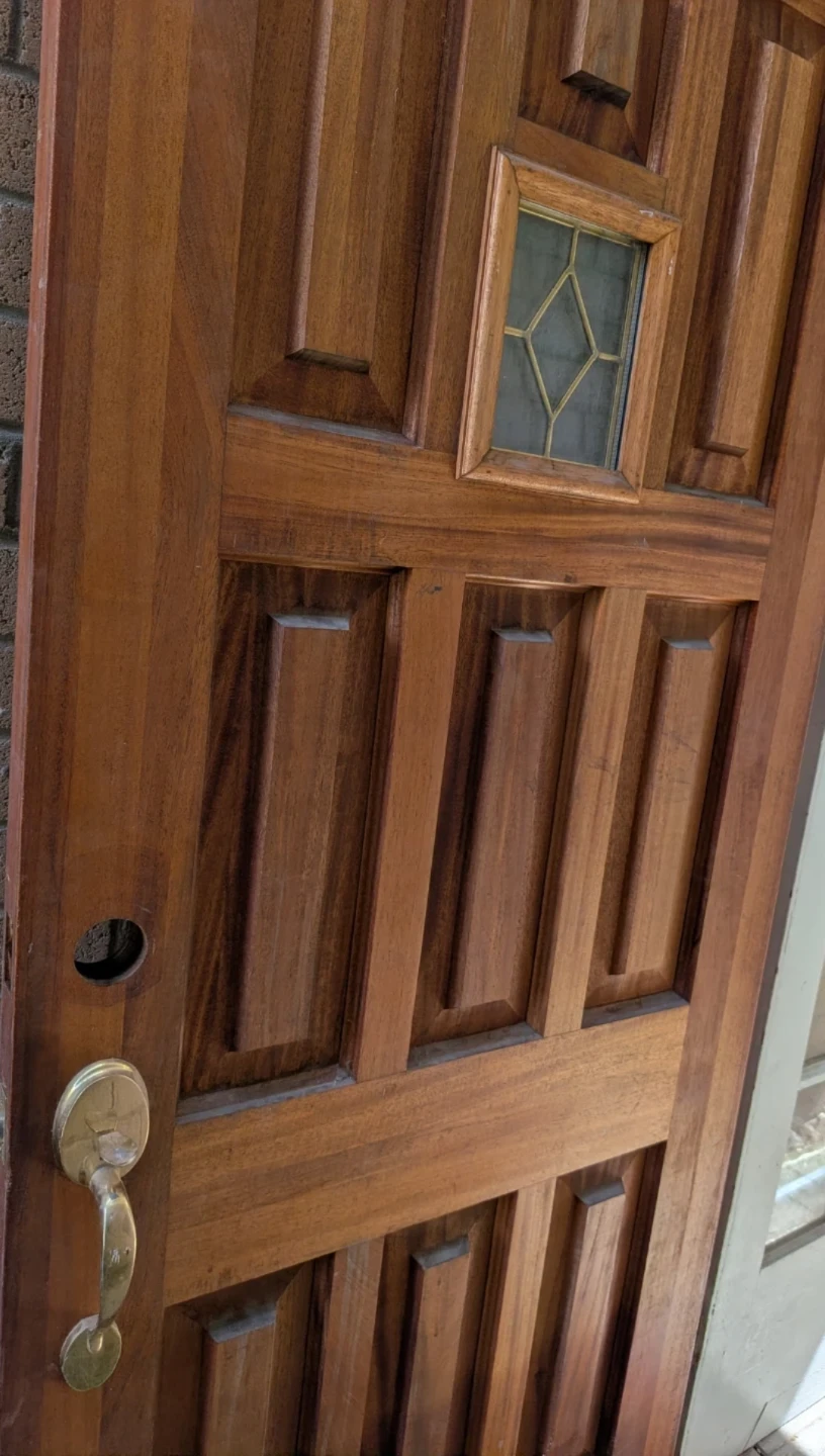 Solid Mahogany Hardwood Door with Brass Handle