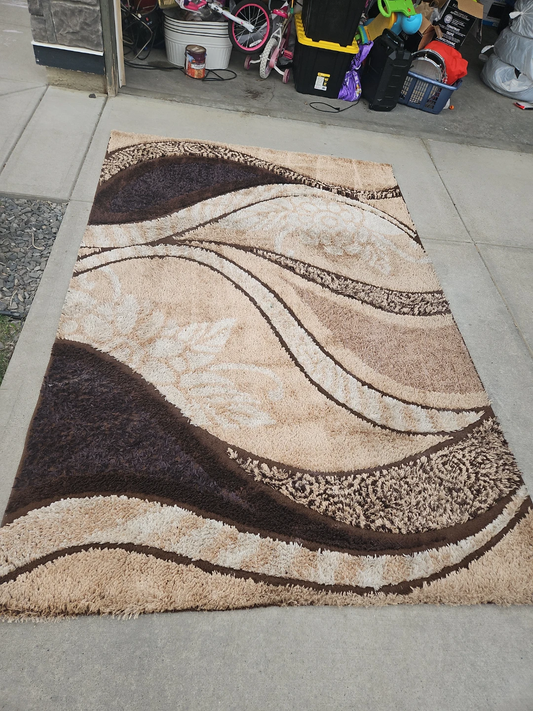 Shag Area Rug - Brown Swirls