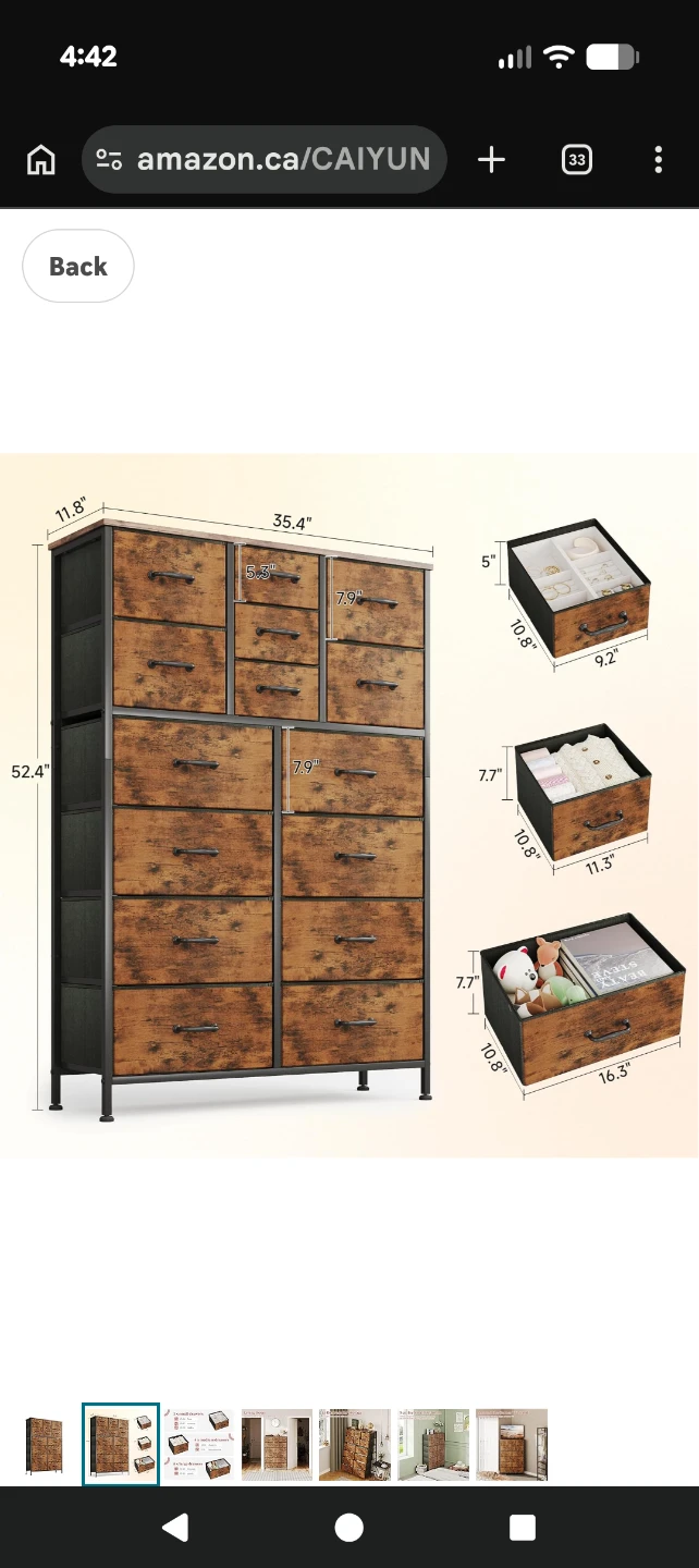 13-Drawer Dresser - Rustic Wood and Metal Frame