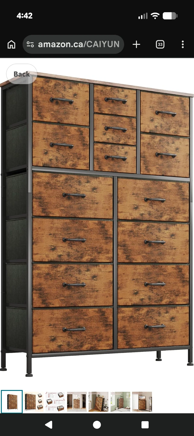 13-Drawer Dresser - Rustic Wood and Metal Frame - photo 2