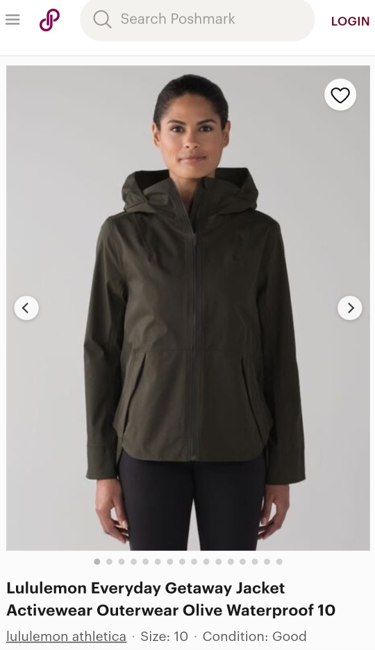 Lululemon Everyday Getaway Jacket - Olive Waterproof Size 10