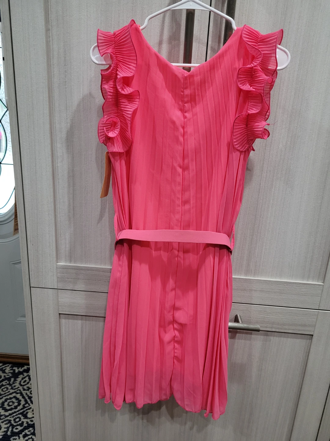 Pink Pleated Dress with Belt - Size M - photo 2