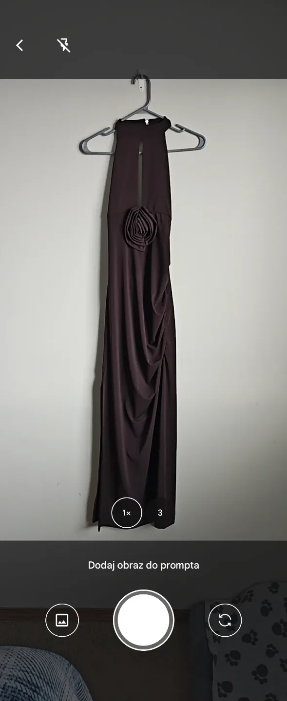 Zara Brown Halter Neck Maxi Dress with Rose Detail - Size M - photo 2