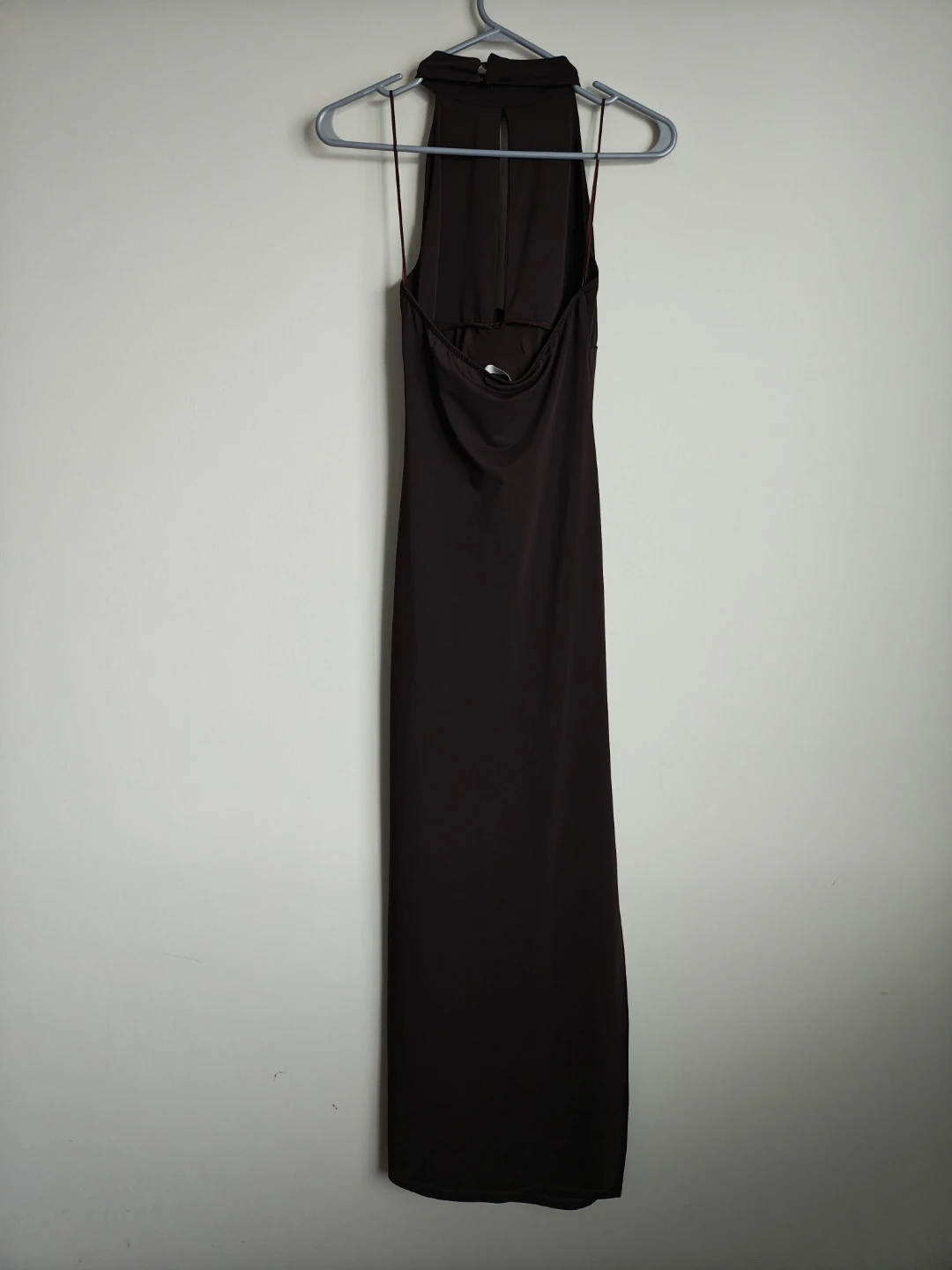 Zara Brown Halter Neck Maxi Dress with Rose Detail - Size M - photo 3