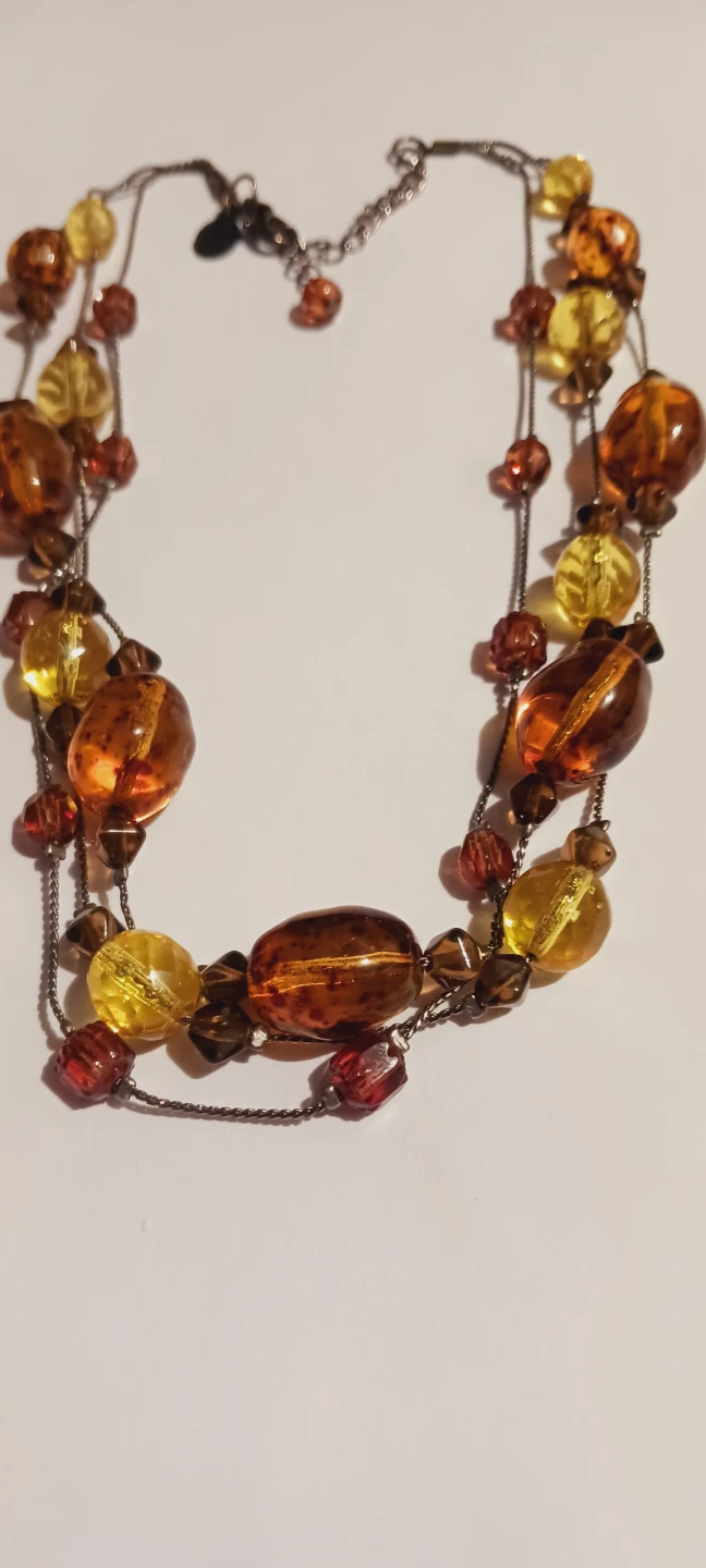 Multi-strand Amber Glass Beaded Necklace - photo 3
