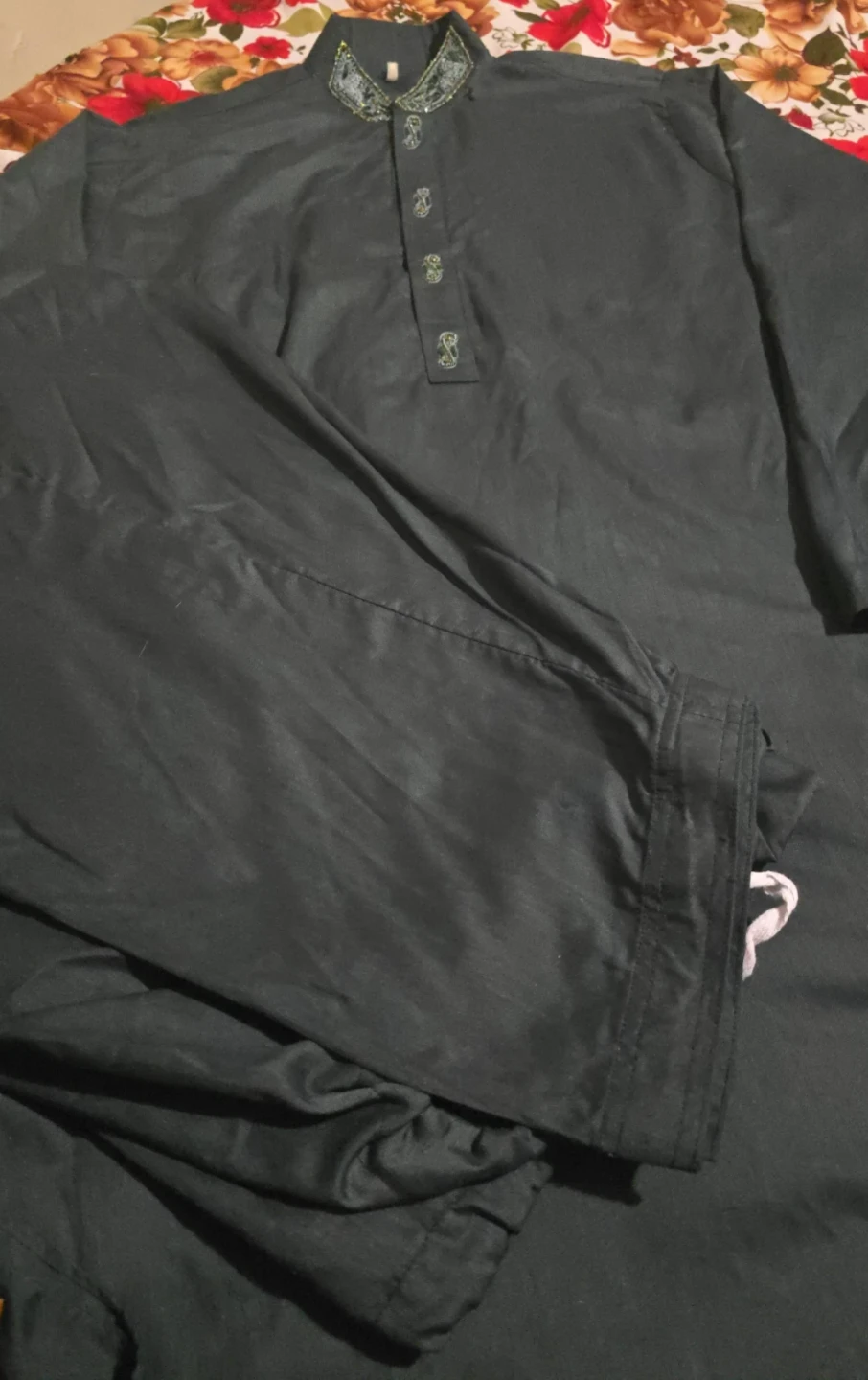 Men's Dark Green Kurta and Pants Set