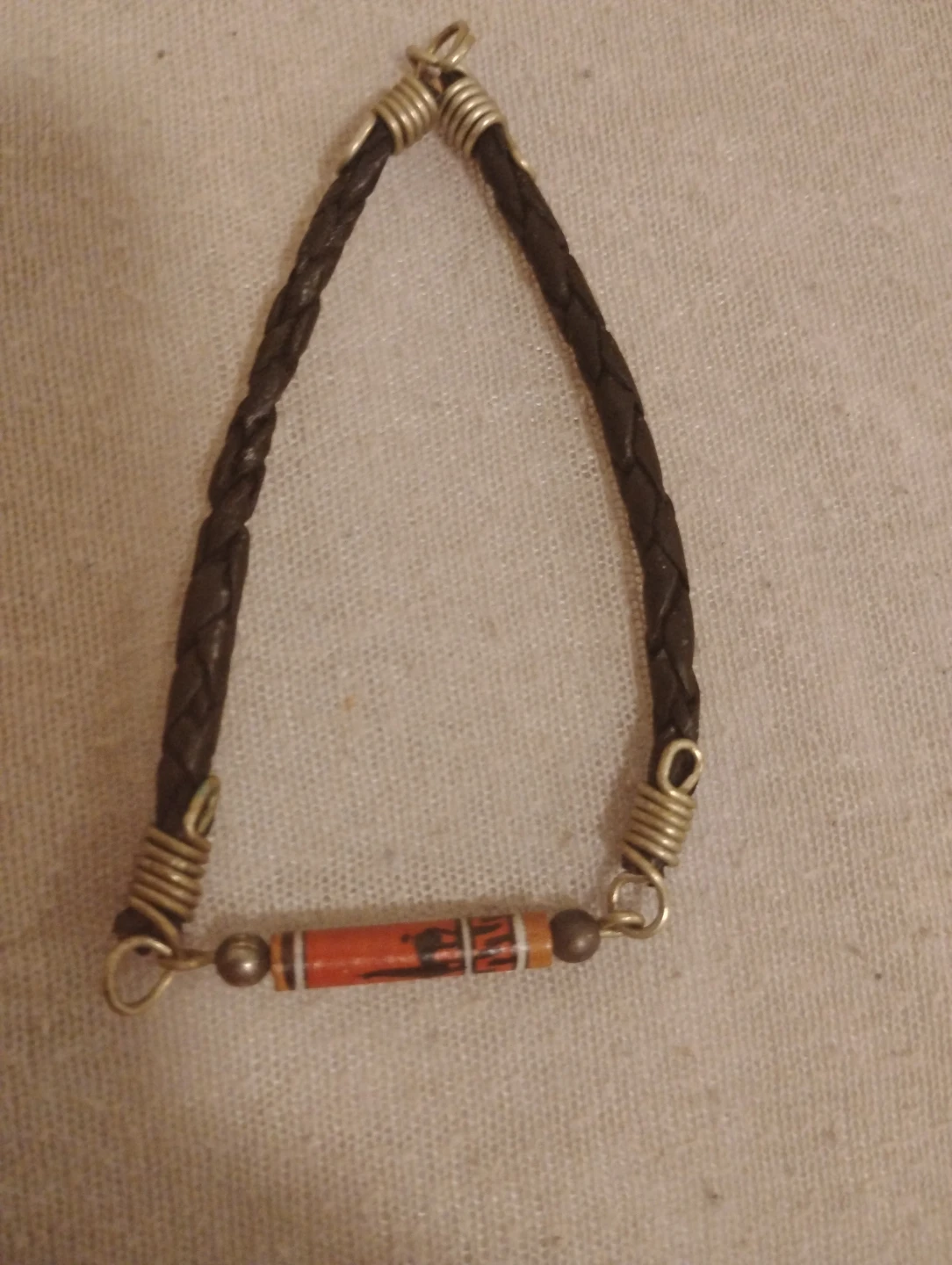 Braided Leather Bracelet with Painted Bead - photo 2