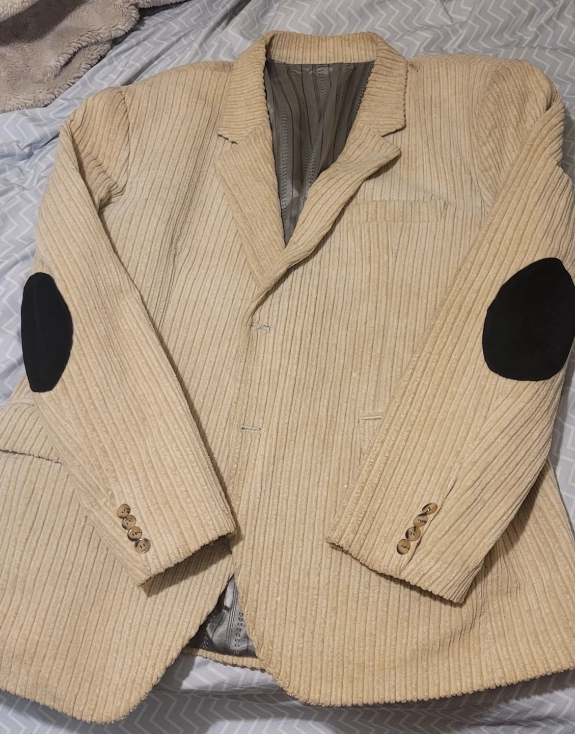 Tan Corduroy Blazer with Suede Elbow Patches