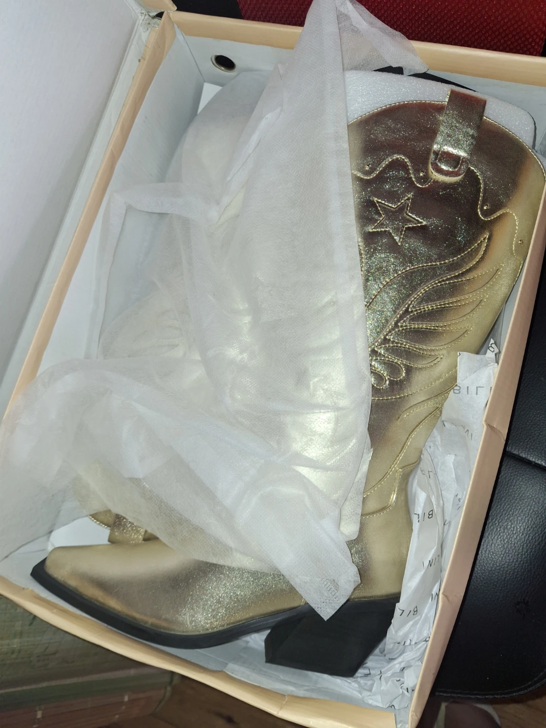 Gold Western Cowboy Boots - BILLINI