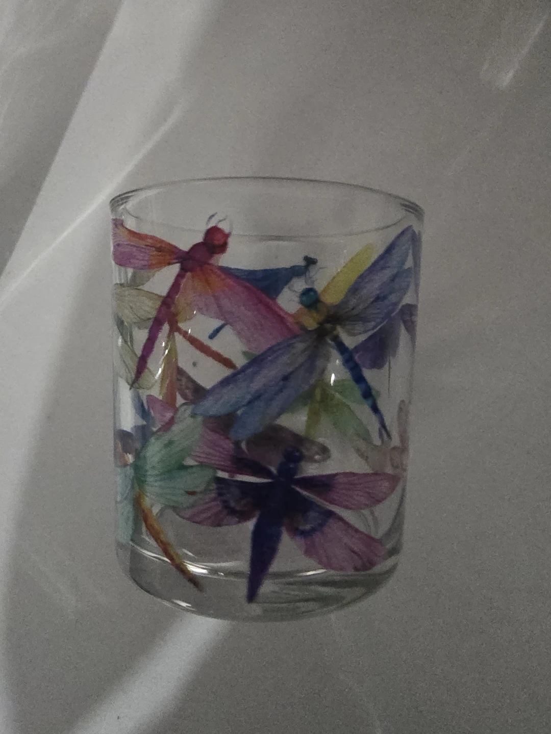 Glass Votive Holder with Dragonflies