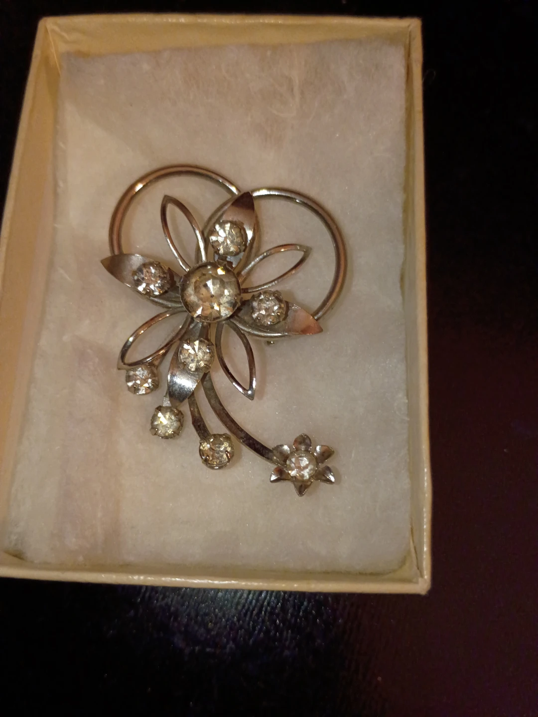 Vintage Brooch with Rhinestones