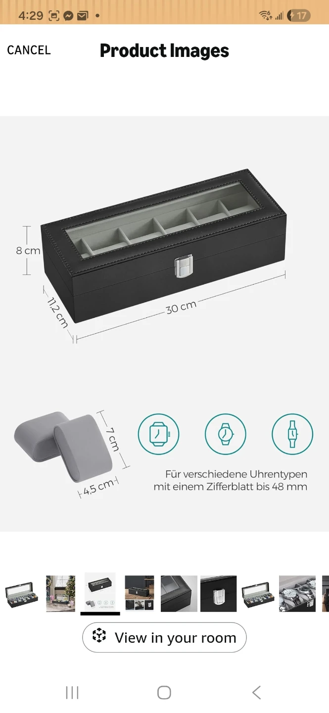 SONGMICS 6 Compartment Watch Box - photo 3