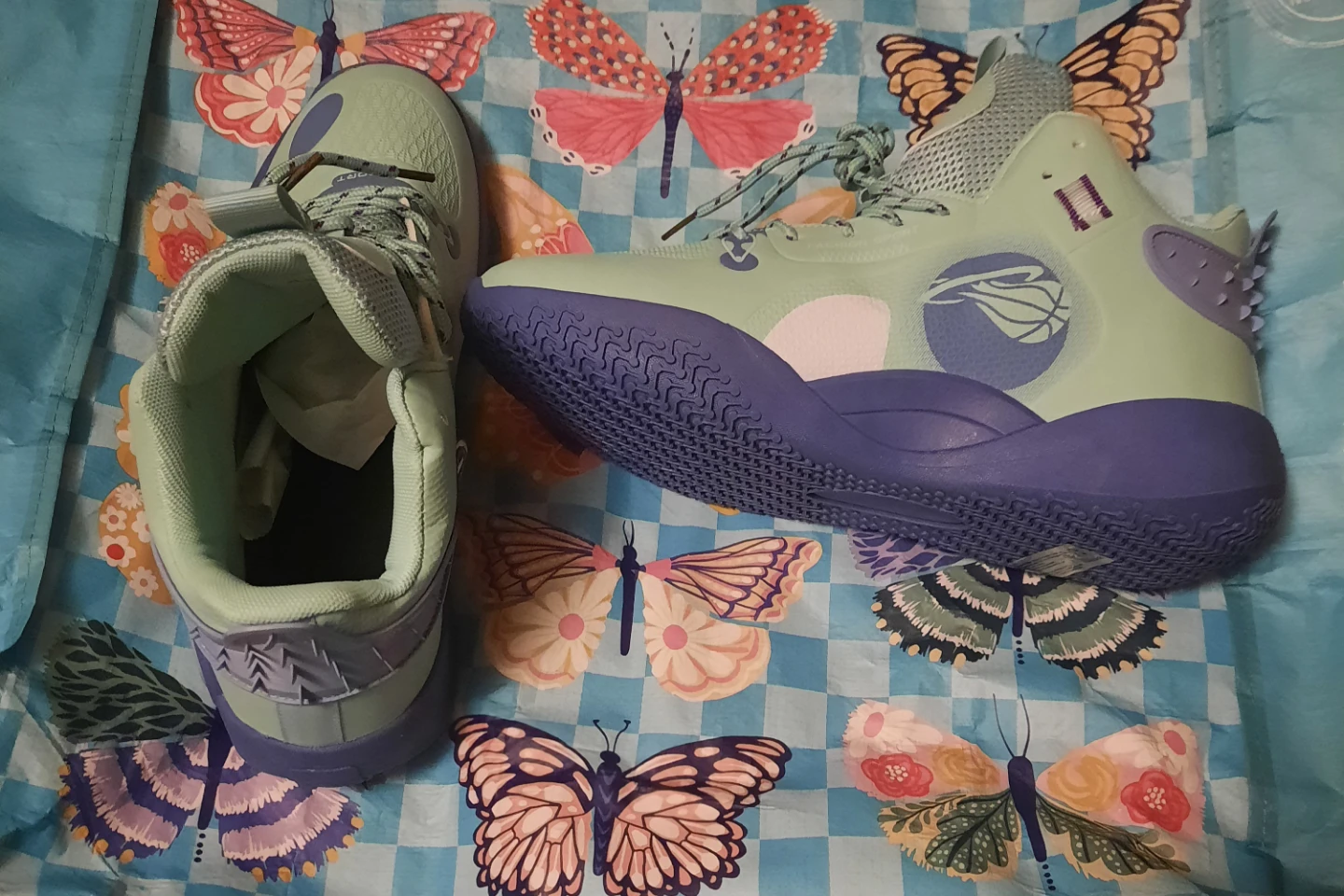 Li-Ning Basketball Shoes Mint Green and Purple - photo 2