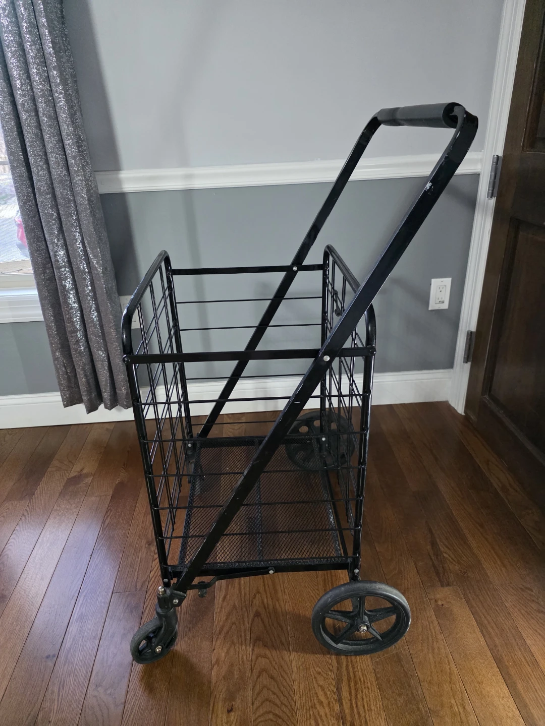 Black Metal Rolling Shopping Cart - photo 2