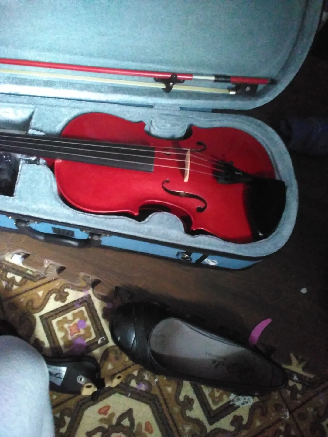 Red Violin with Case and Bow