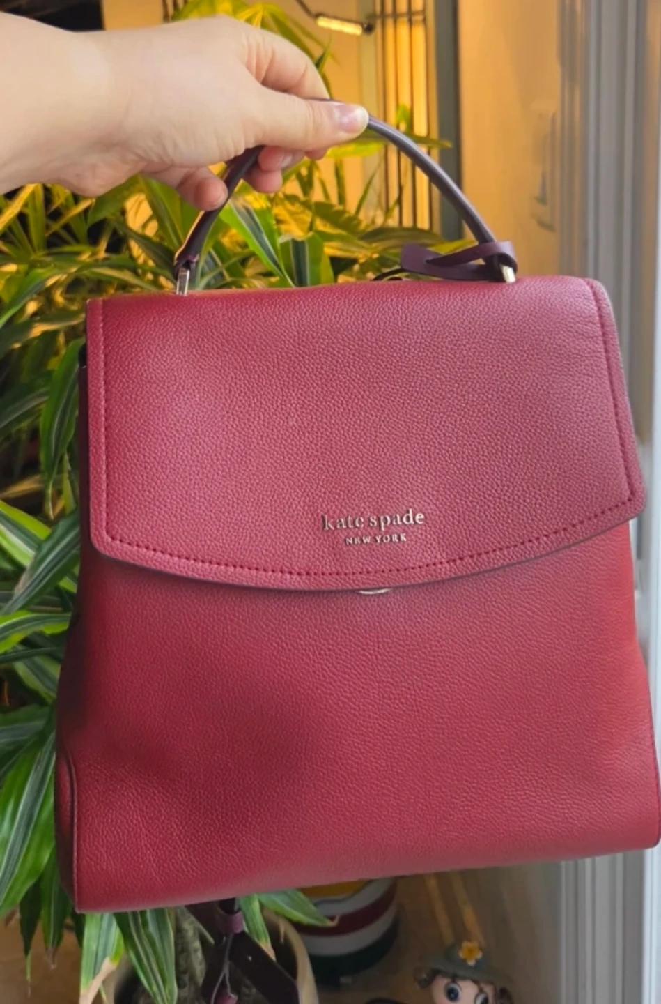 Kate Spade Red Leather Backpack