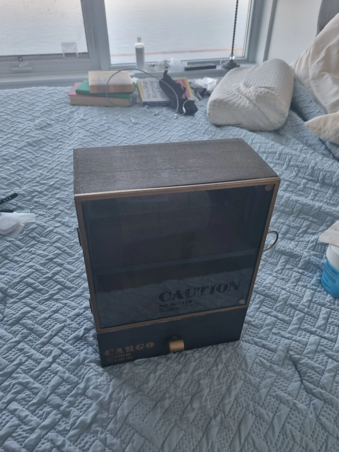 Decorative Storage Box with 'Cargo' and 'Caution' Design - photo 2