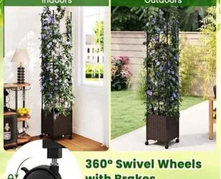 Tall Plant Trellis with Planter and Wheels - photo 2