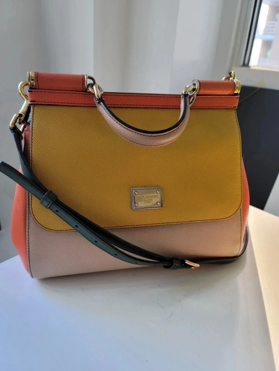 Dolce & Gabbana Colorblock Leather Top Handle Bag