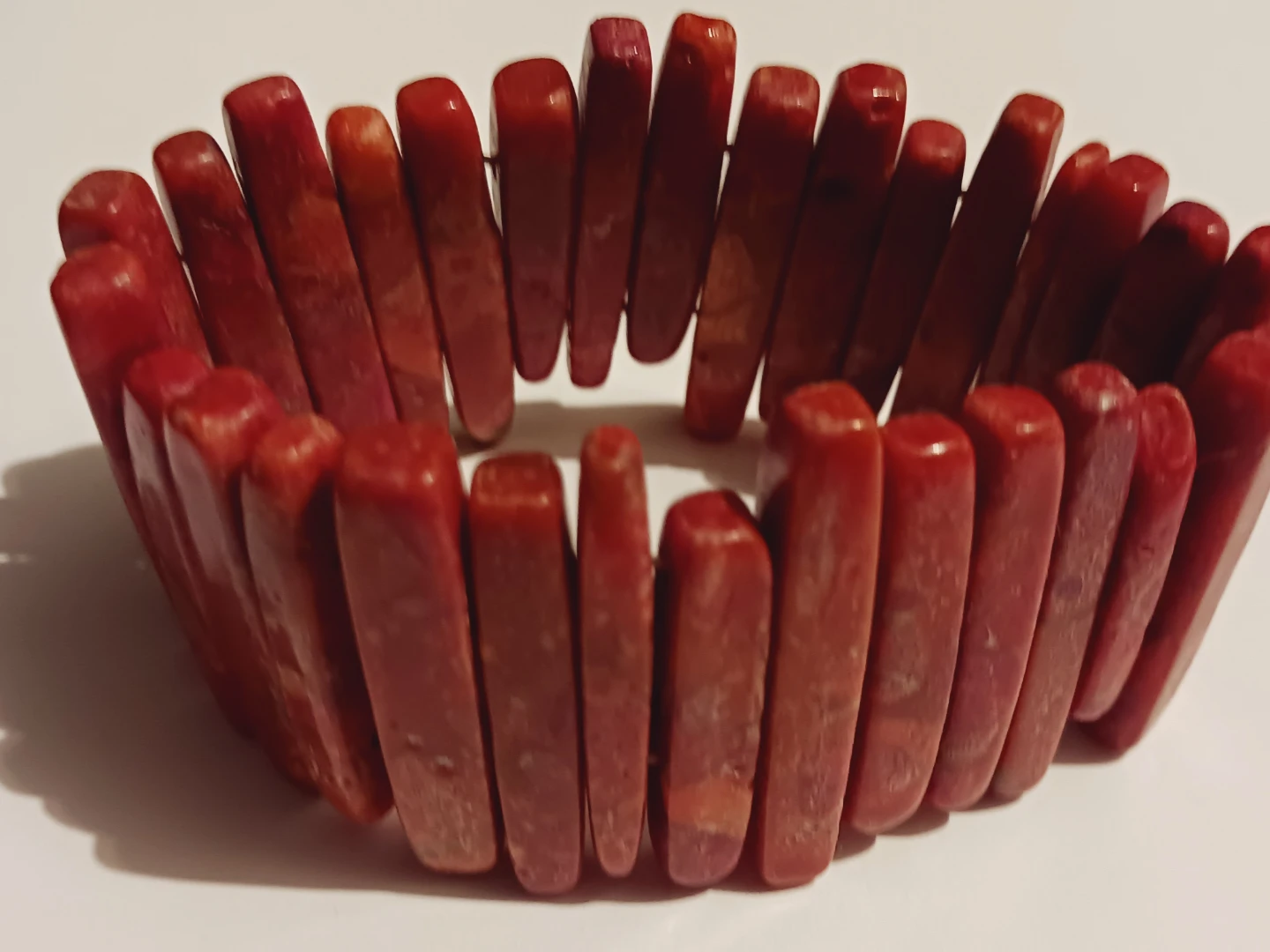 Red Bamboo Coral Stretch Bracelet