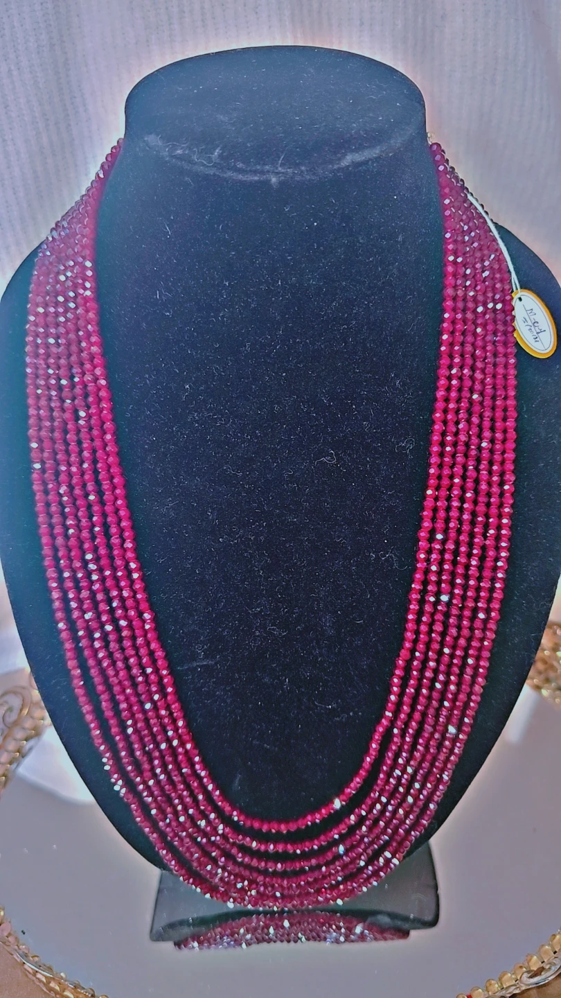 7 Layered Beaded crystal Necklace and Peacock Earrings Set - photo 4