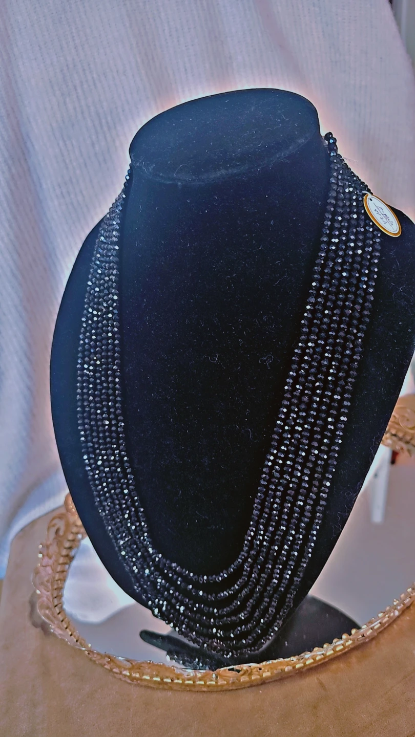 7 Layered Beaded crystal Necklace and Peacock Earrings Set - photo 5