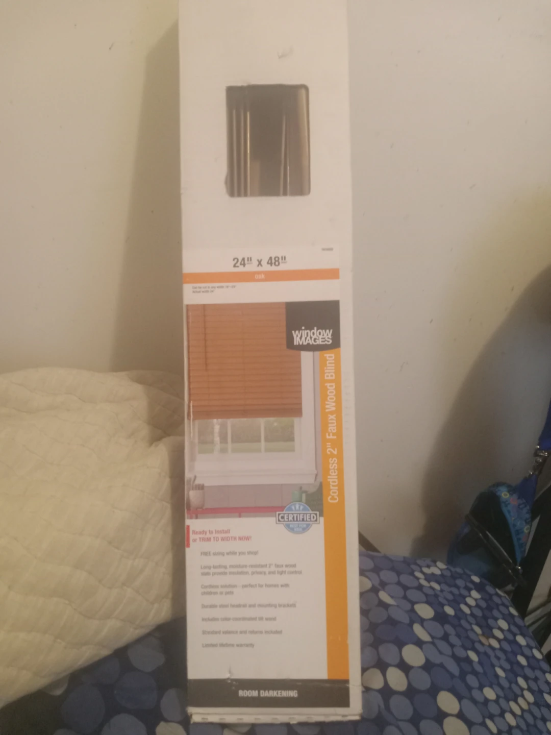 Window Images Cordless 24" x 48" Faux Wood Blind - Oak