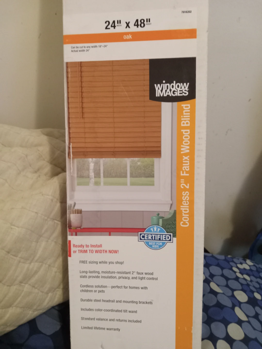 Window Images Cordless 24" x 48" Faux Wood Blind - Oak - photo 2