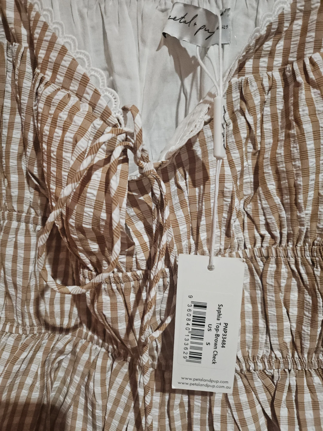 Petal & Pup Sophia Top Brown Check Size US 5 - photo 5