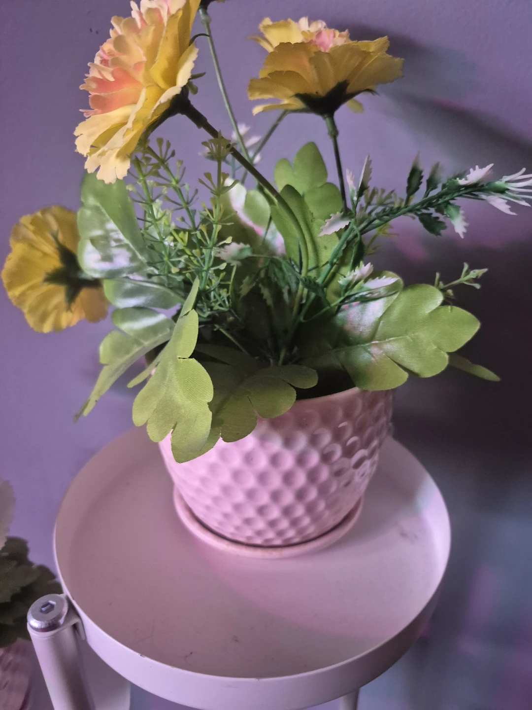 Artificial Yellow Flowers in Pink Pot