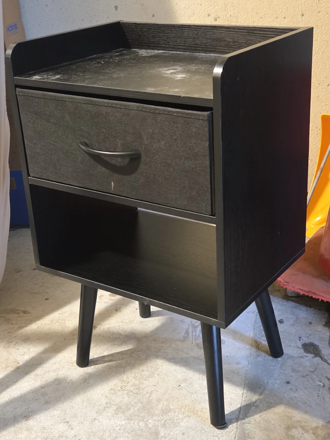 Black 1-Drawer Nightstand with Open Shelf - photo 2