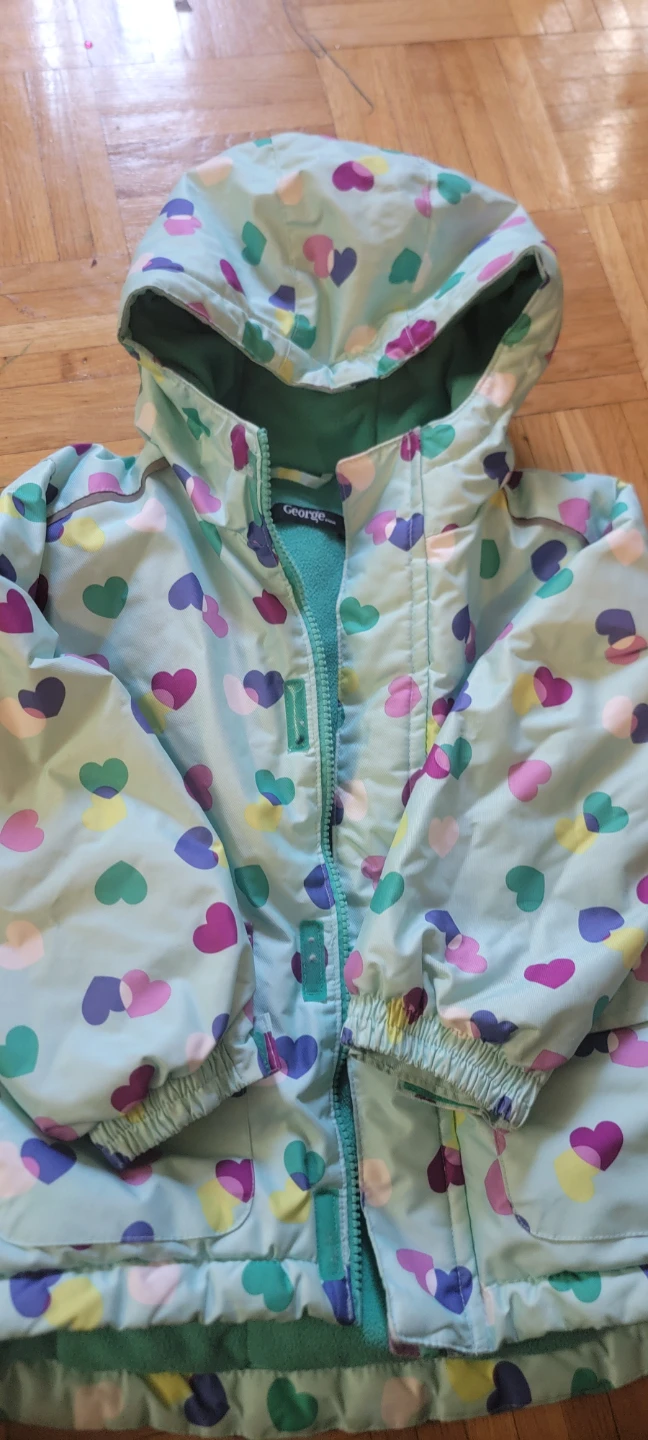 George Kids Heart Print Winter Jacket Size 5T