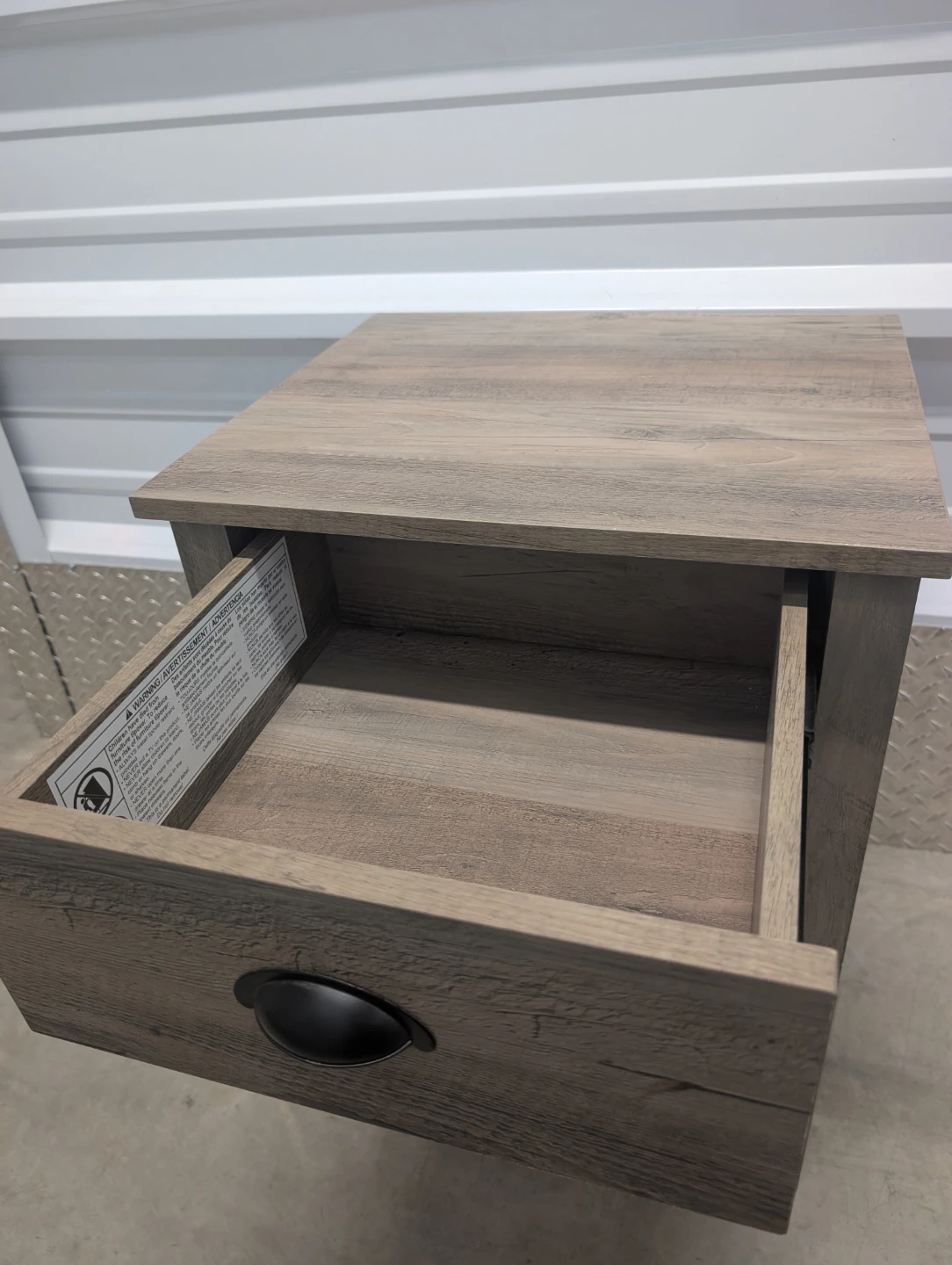 Rustic Gray End Table with Drawer and Shelf - photo 2