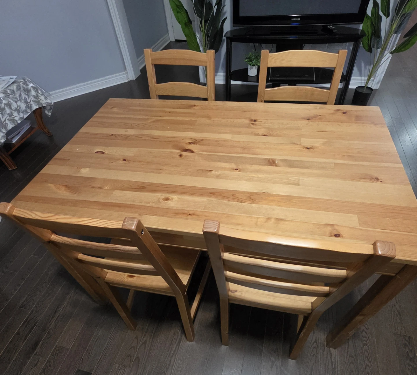 IKEA Solid Wood Dining Table Set with 4 Chairs