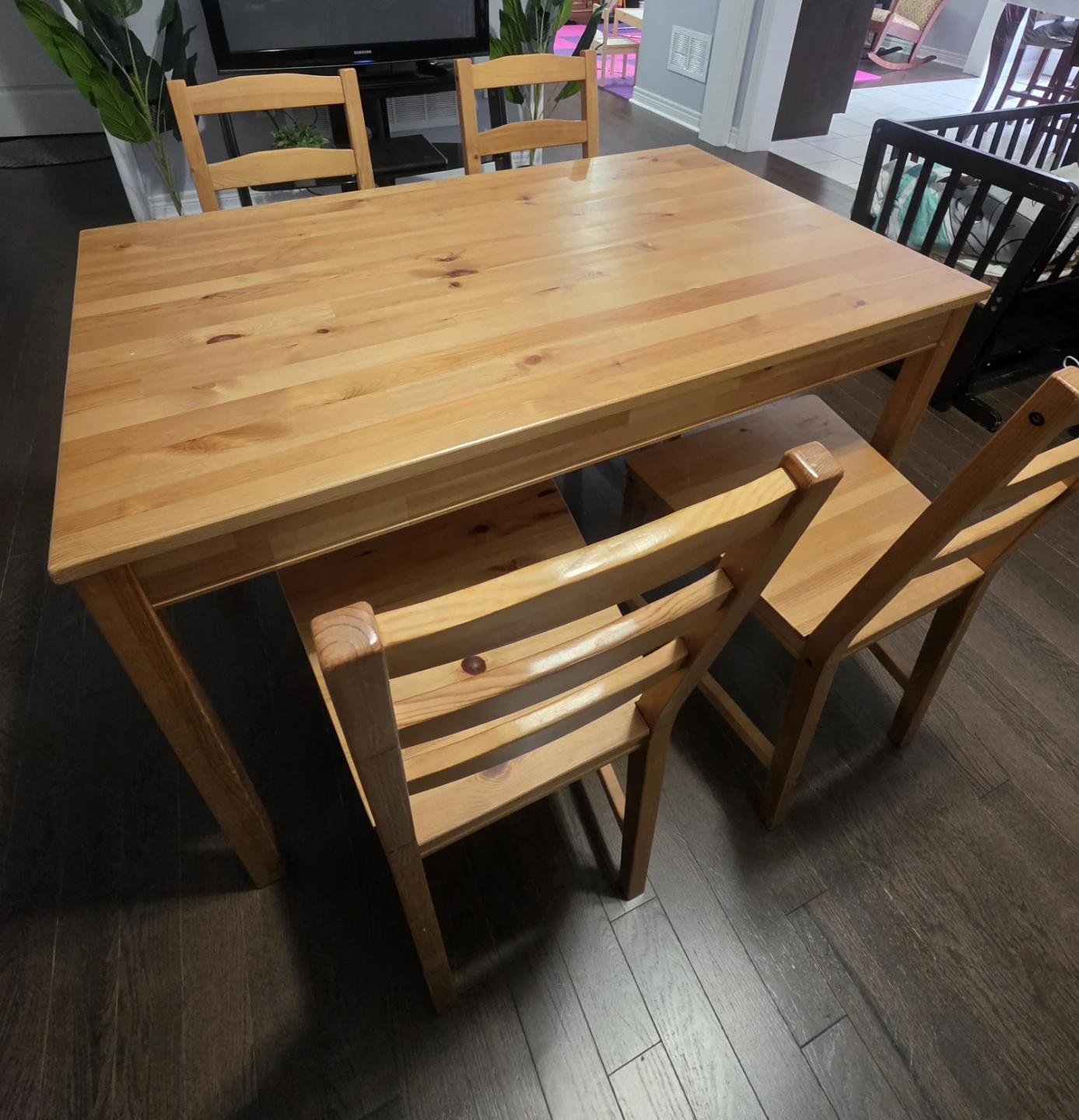 IKEA Solid Wood Dining Table Set with 4 Chairs - photo 3